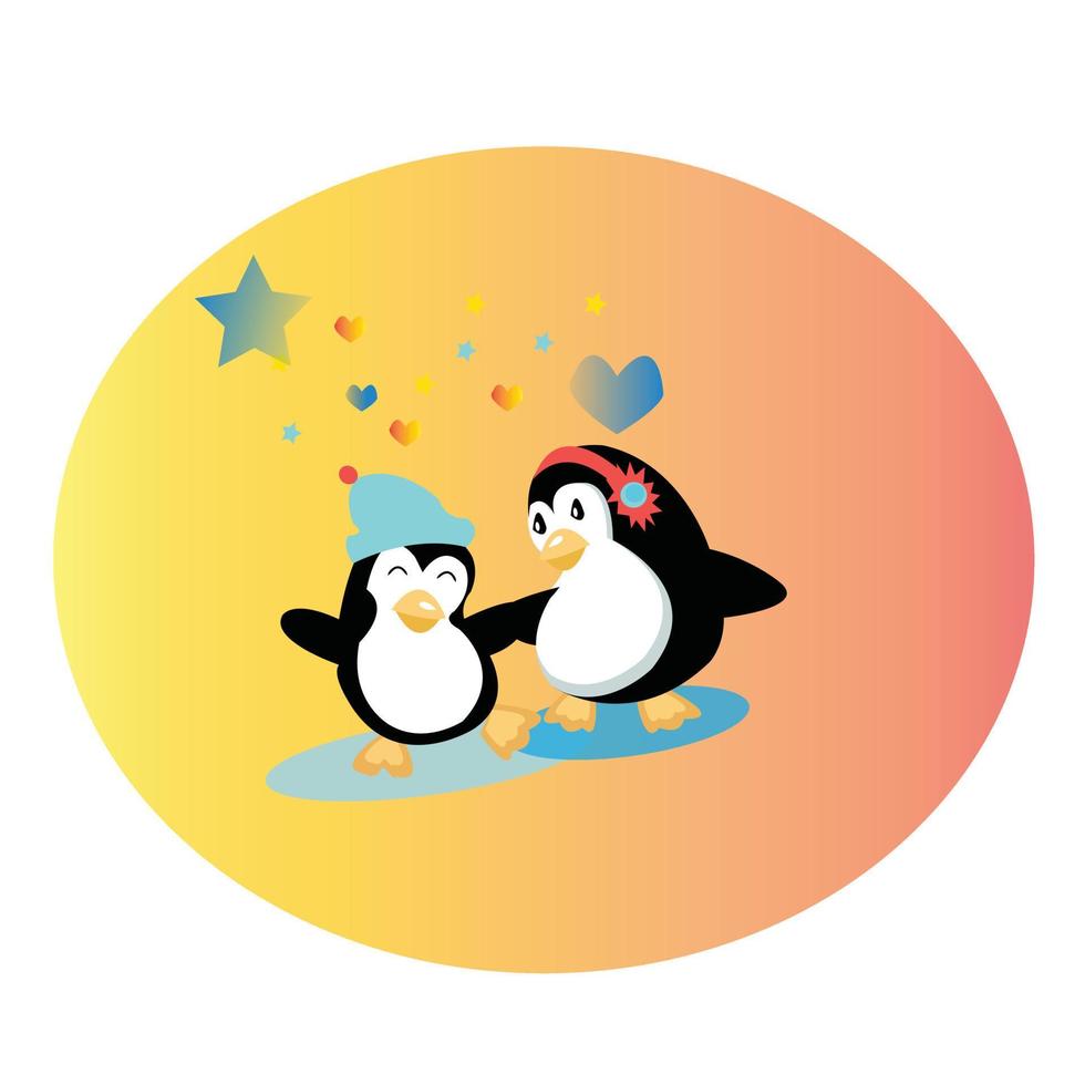 Vector cute penguin cartoon character clipart