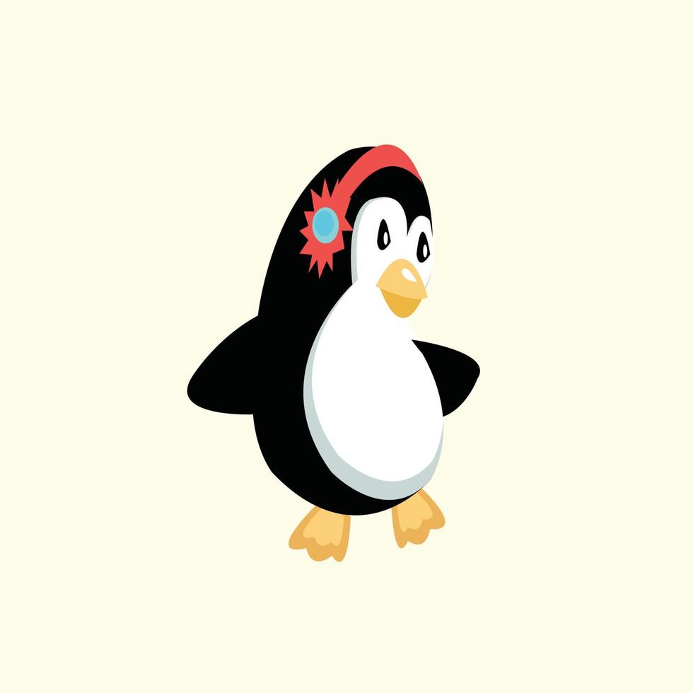 vector lindo pingüino personaje de dibujos animados clipart