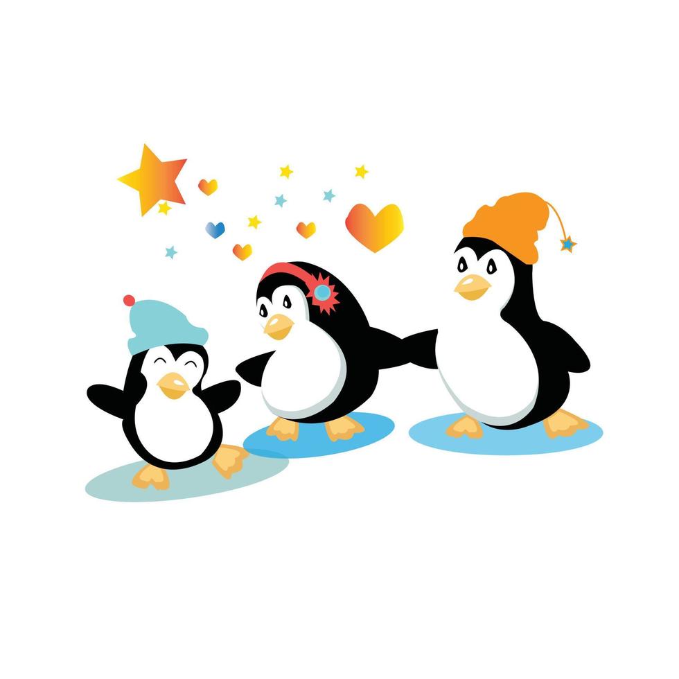 Vector cute penguin cartoon character clipart