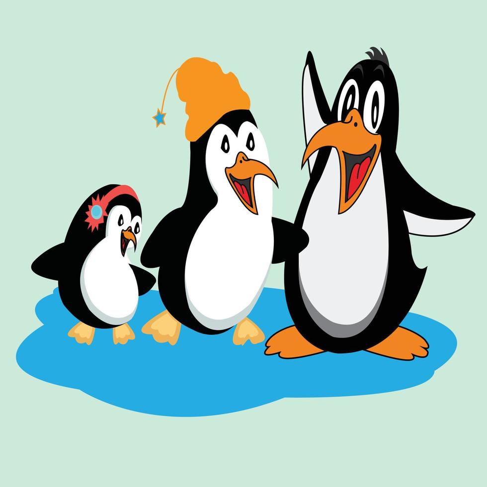 Vector cute penguin cartoon character clipart illustration