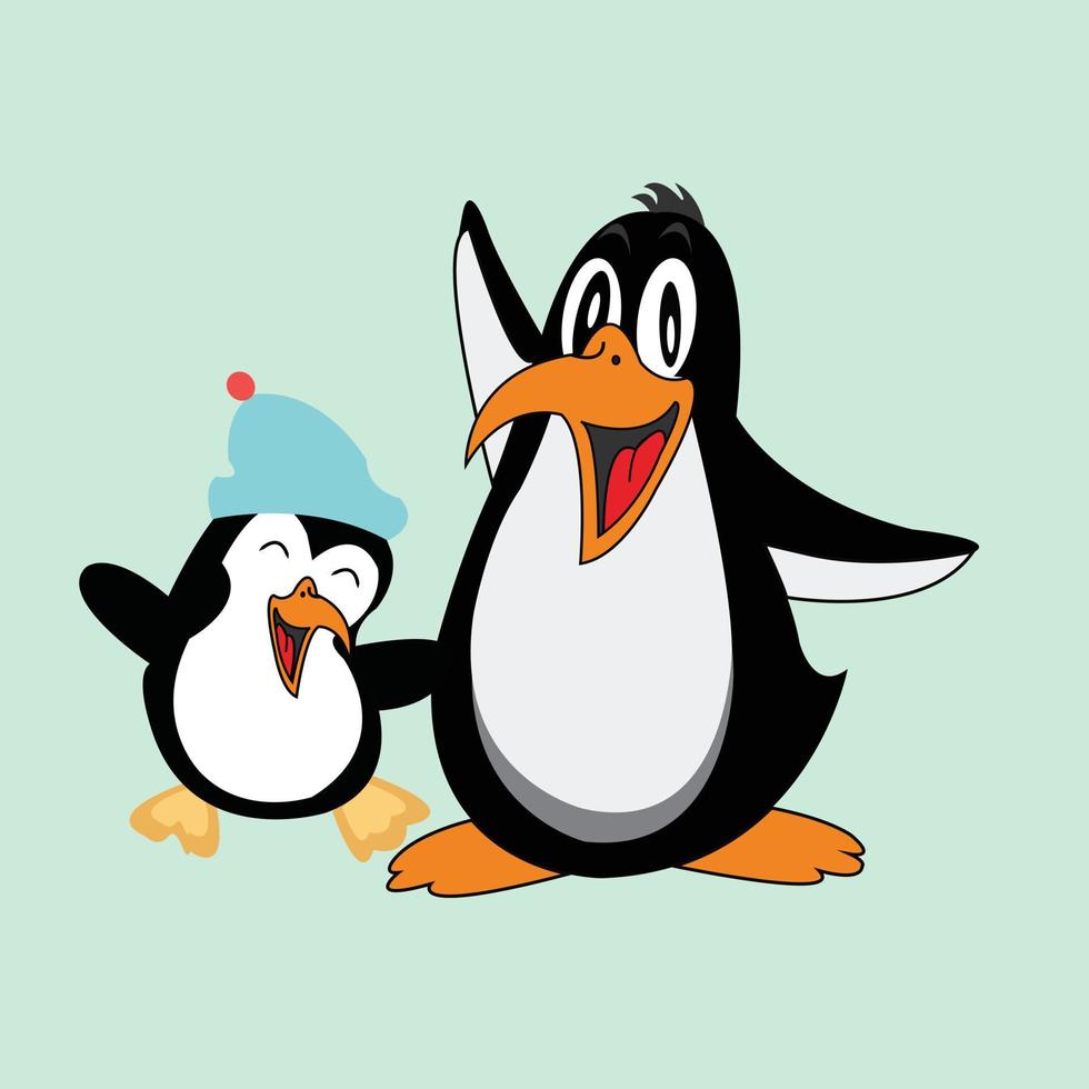 Vector cute penguin cartoon character clipart illustration