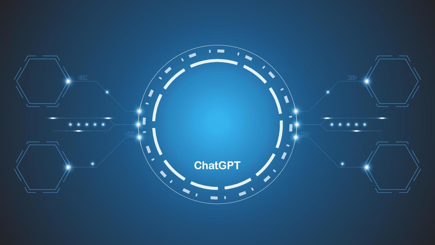 chatGPT Ai artificial intelligence technology hitech concept. chat GPT with smart bot, open Ai, line, lights, technology Abstract, vector. design for chat, web banner, background, transformation. vector