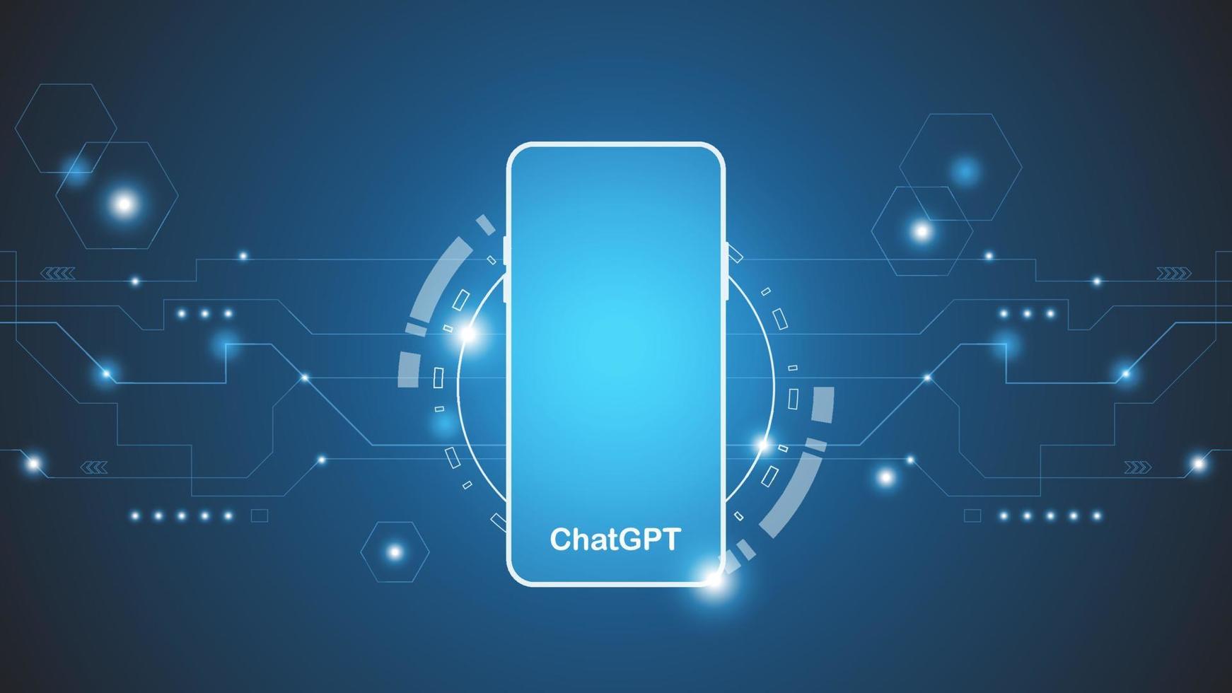 chatGPT Ai artificial intelligence technology hitech concept. chat GPT with smart bot, open Ai, line, lights, technology Abstract, vector. design for chat, web banner, background, transformation. vector