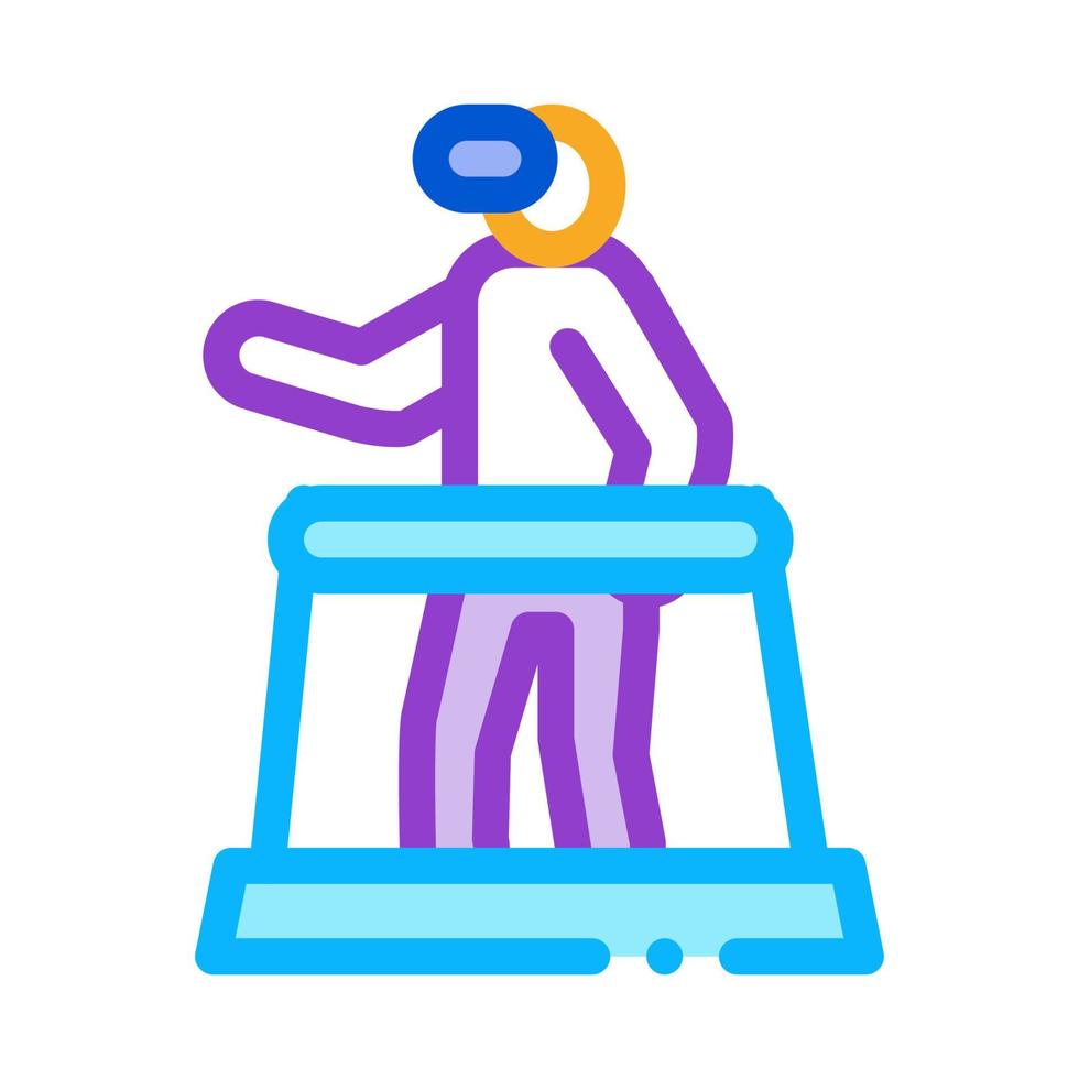 man with glasses learns virtual reality icon vector outline illustration