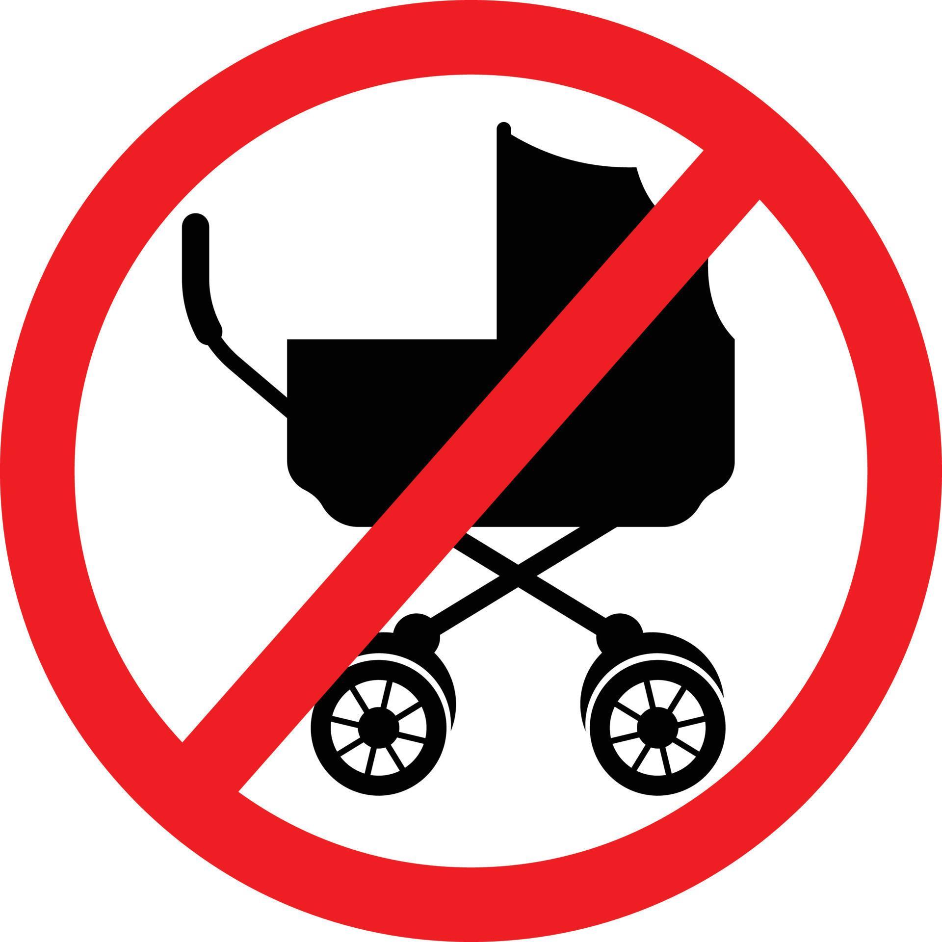 No Baby Stroller Allowed. Baby Restriction Sign 17546305 Vector Art at