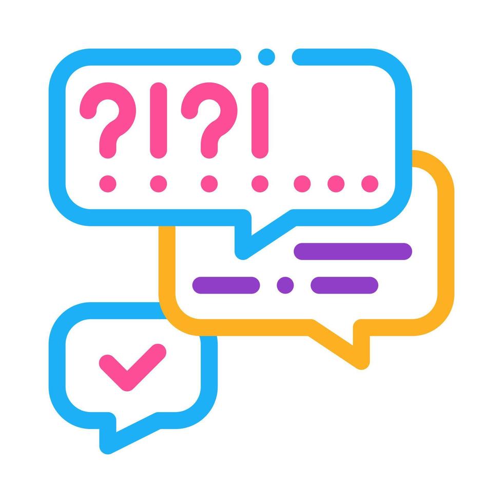 many questions and answers icon vector outline illustration