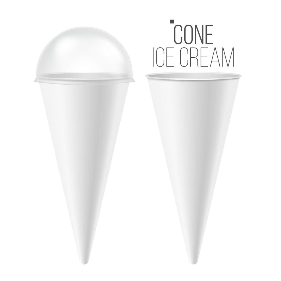 Ice Cream Cone Mock Up Vector. 3D Realistic Blank. Clean Packaging. For Dessert, Sour Cream. Isolated Illustration. vector