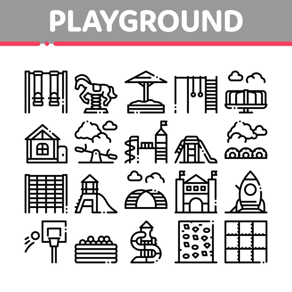 Playground Children Collection Icons Set Vector