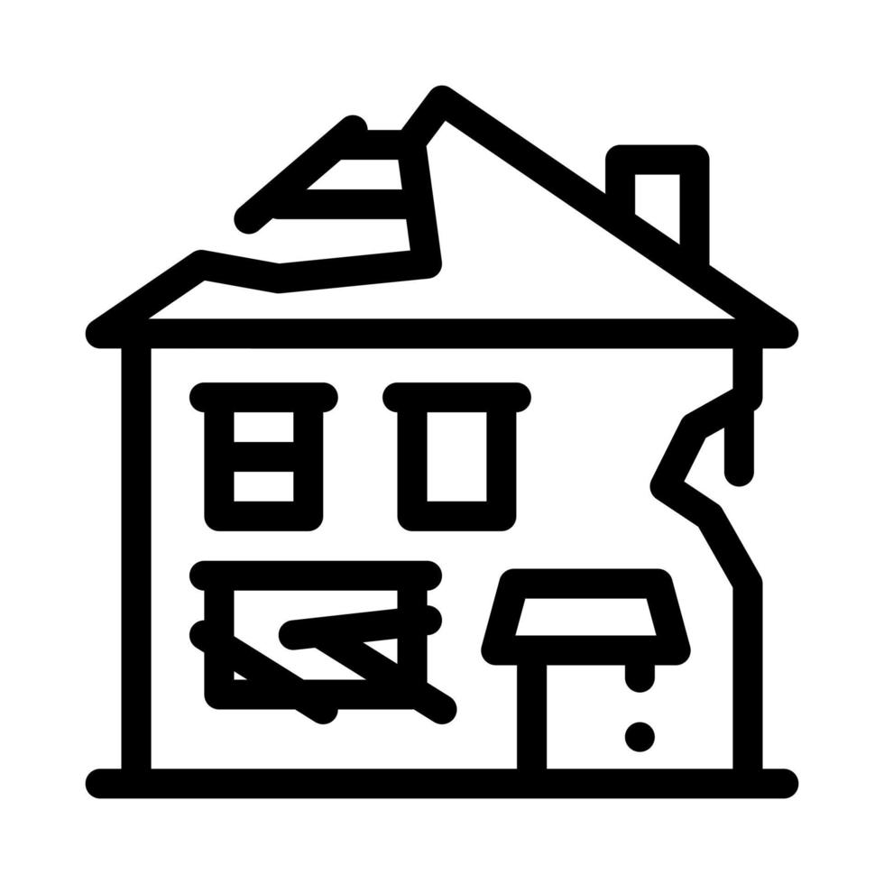 ilustración de contorno de vector de icono de casa en ruinas