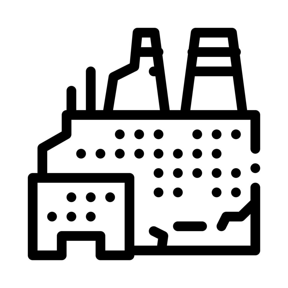 destroyed nuclear power plant icon vector outline illustration