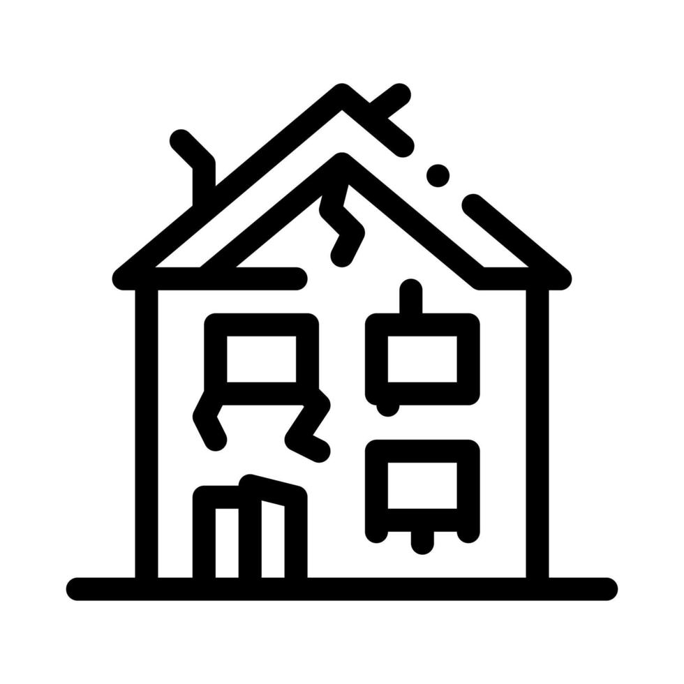 collapse of old house icon vector outline illustration