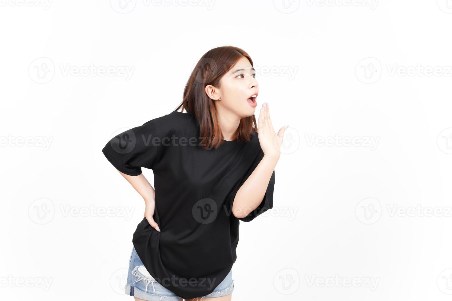 WOW Face Expression Side View Of Beautiful Asian Woman Isolated On White Background photo