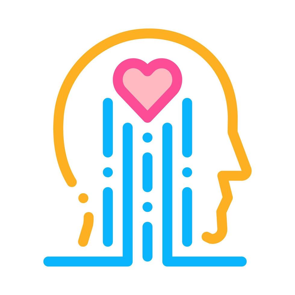 heart and brain work icon vector outline illustration