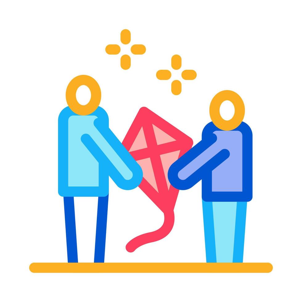 launch kite parent and child icon vector outline illustration