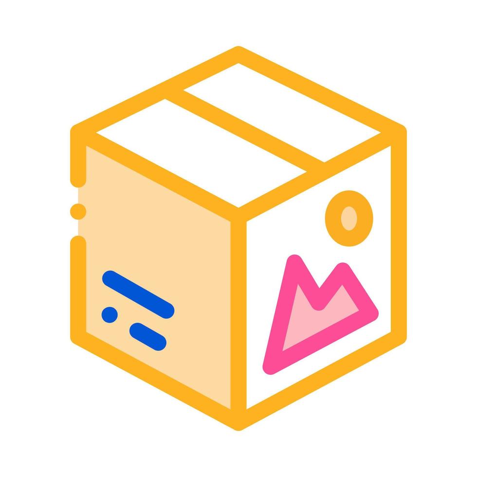 ilustración de contorno de vector de icono de caja de papel de color