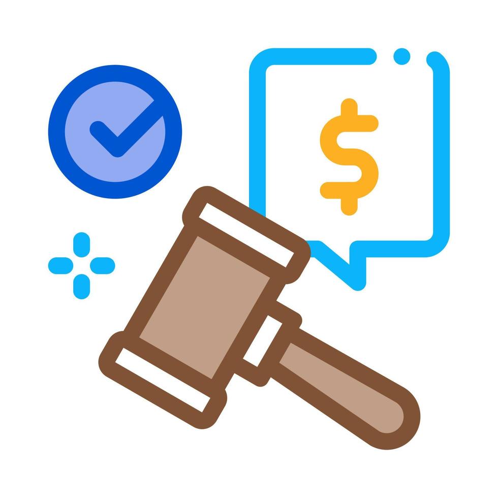 auction hammer hit for sale approval icon vector outline illustration