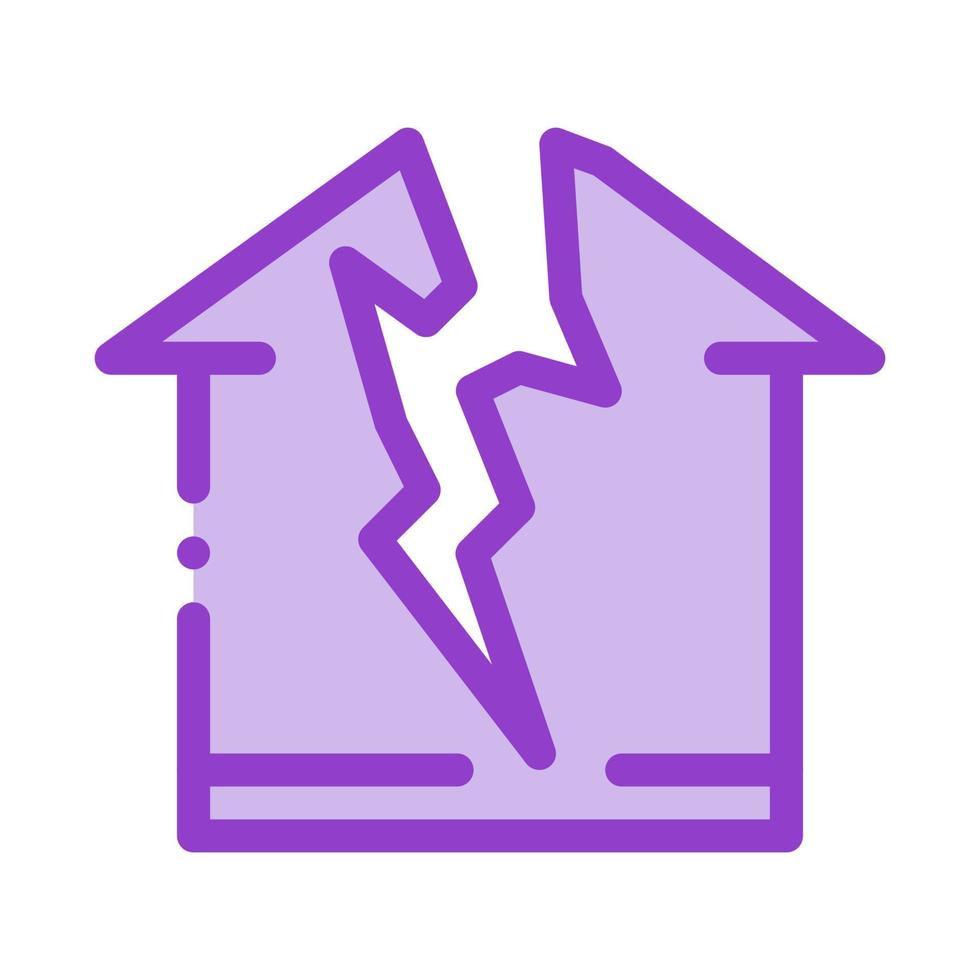 lightning destroyed house icon vector outline illustration