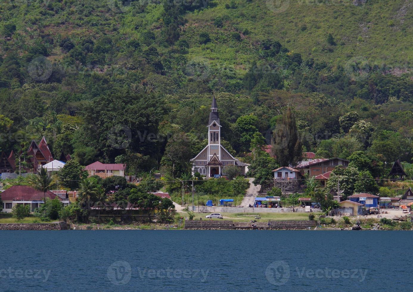 Beautiful view of Samosir Island in Indonesia photo