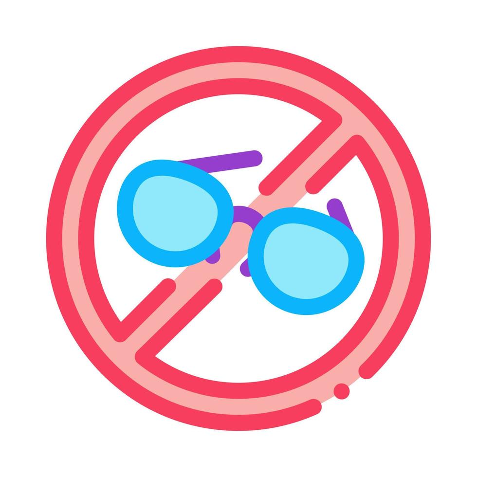 prohibición de llevar gafas icono vector ilustración de contorno