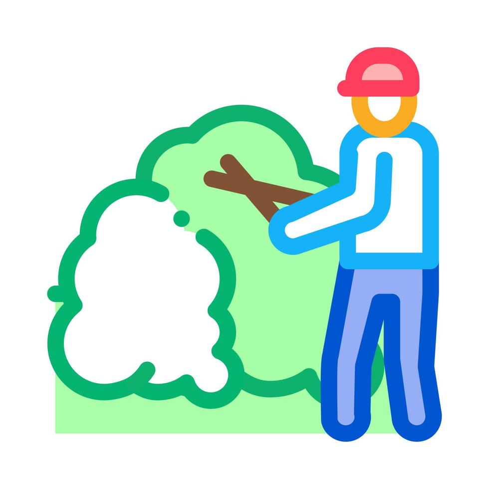 gardener with secateurs icon vector outline illustration