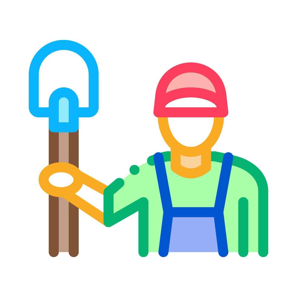 shovel worker icon vector outline illustration