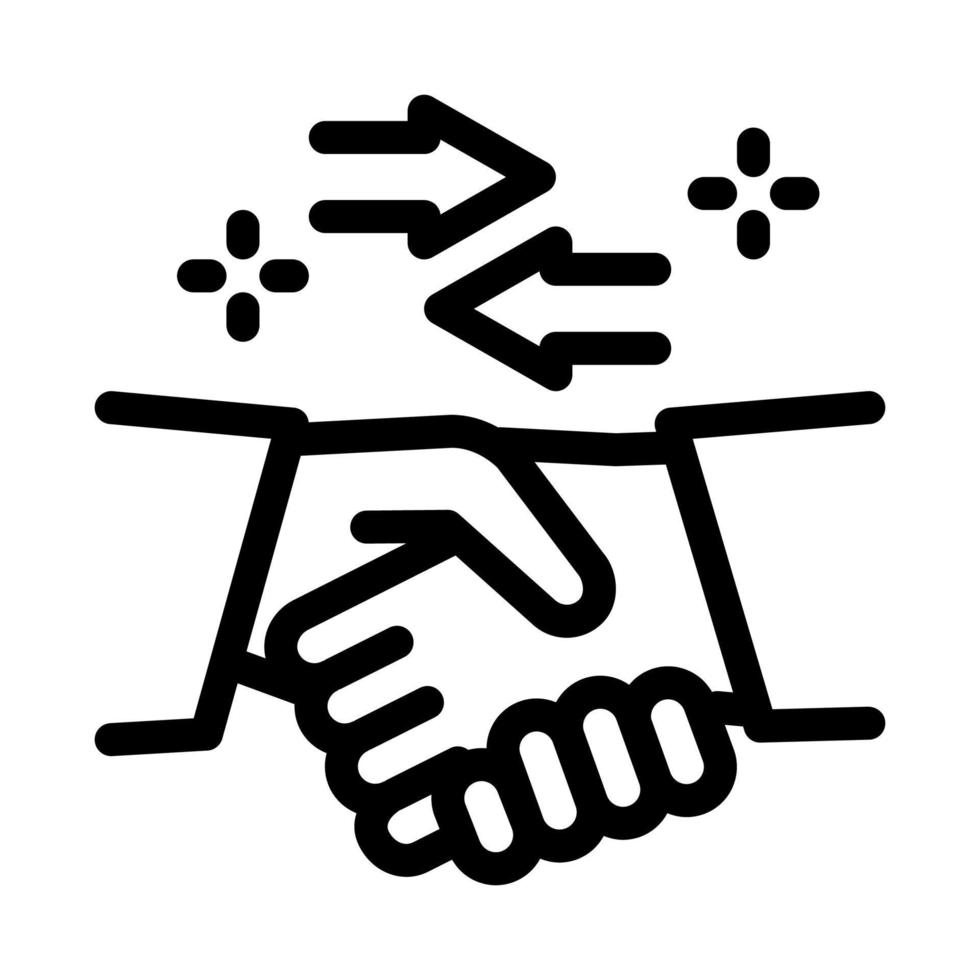 handshake exchange agreement icon vector outline illustration