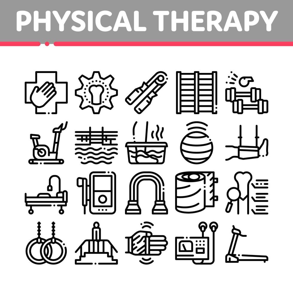 Physical Therapy And Recovery Icons Set Vector