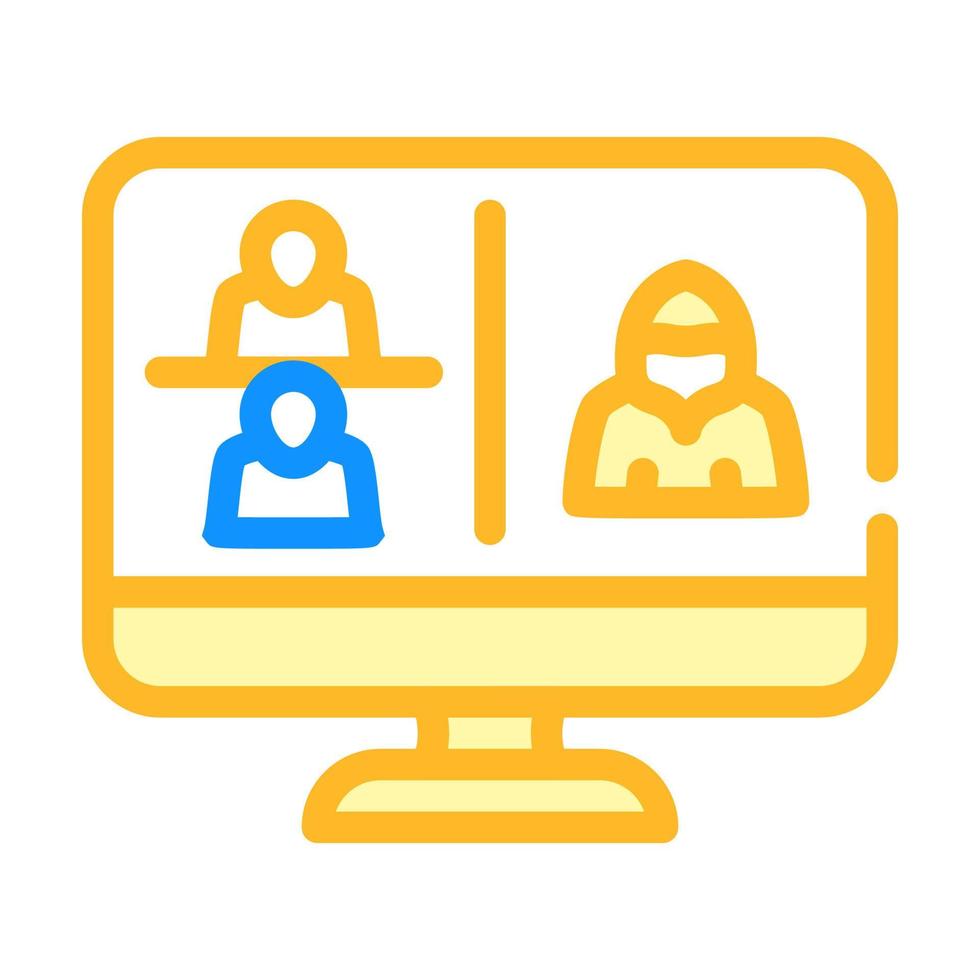 hacker conectado a la ilustración de vector de icono de color de discusión en línea