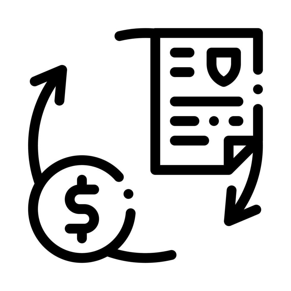 pago por dinero para servicios de seguridad icono vector ilustración de contorno