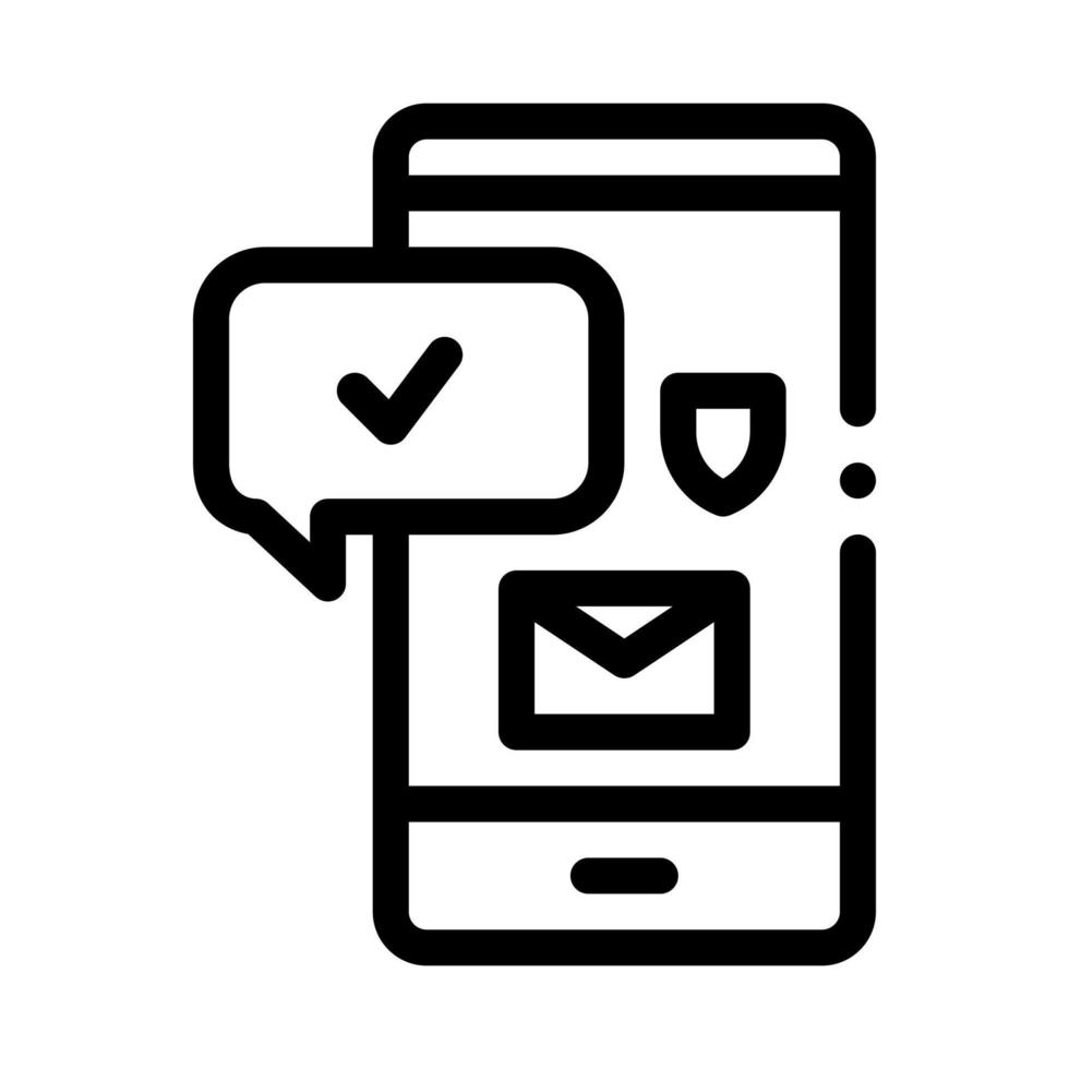 mobile data protection icon vector outline illustration