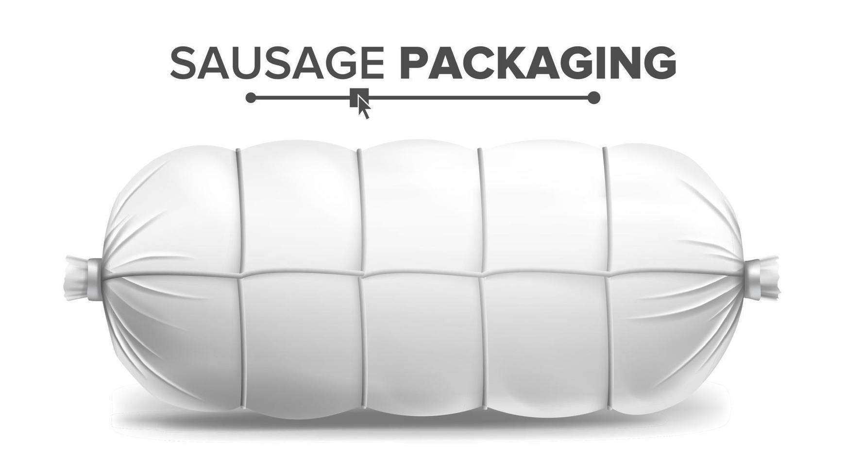 White Sausage Package Vector. White Mock Up For Branding Design. Isolated Illustration vector