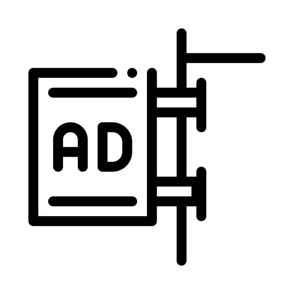 ilustración de contorno de vector de icono de signo de publicidad montado en la pared