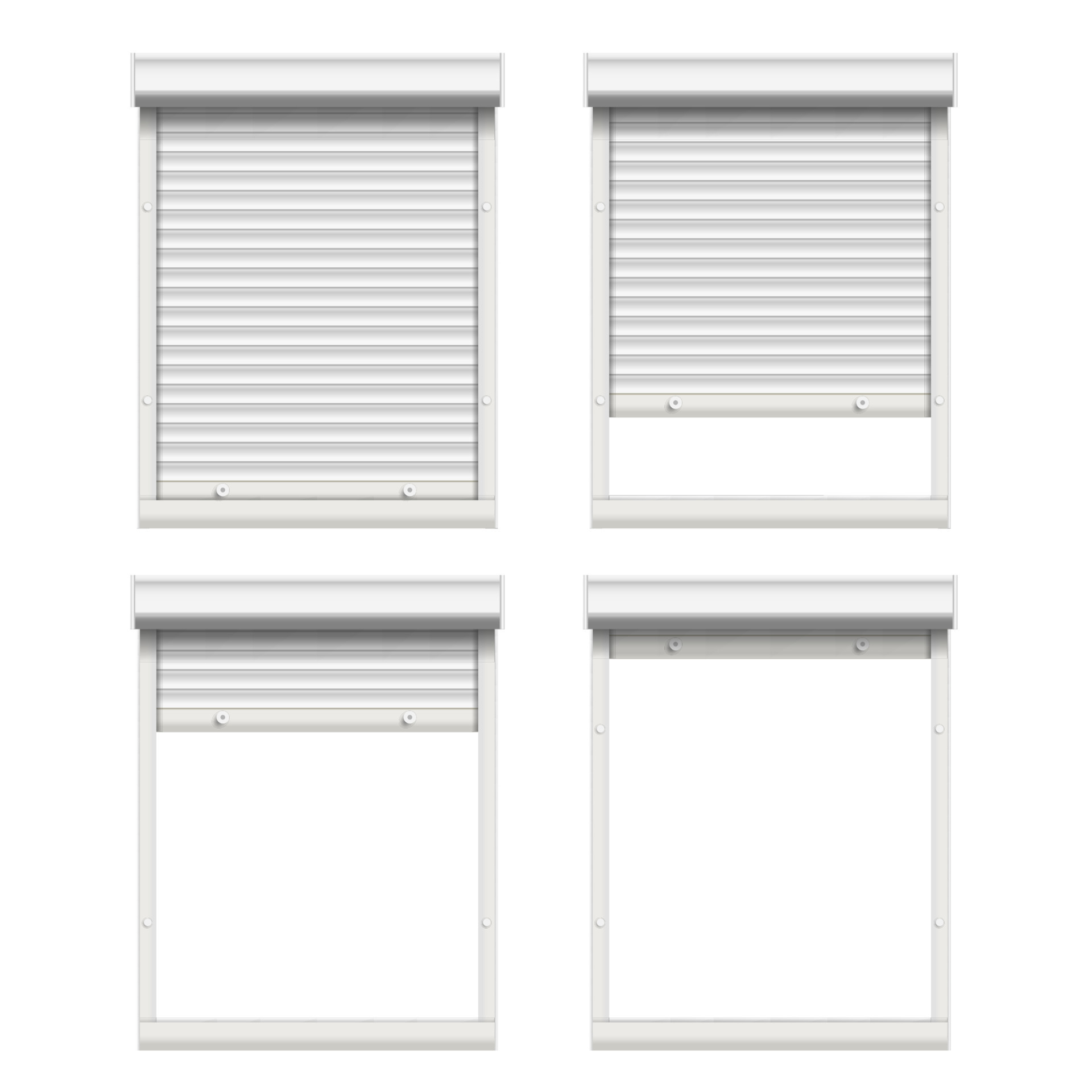 Vector Rolling Shutters. White Metallic Roller Shutter Isolated On