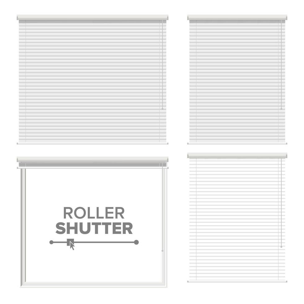 Window With Rolling Shutters Vector. Opened And Closed. Front View. Isolated On White Illustration. vector