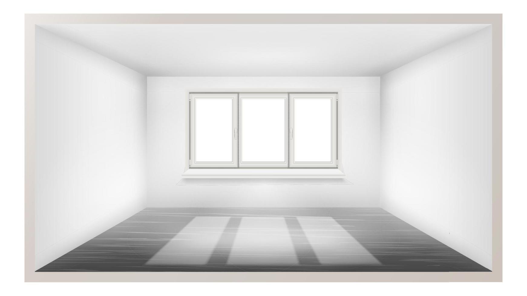 Empty Room Vector. Empty Wall. Sunlight Falling Down. House Interior Background. Comfortable Construction. 3d Realistic Illustration vector