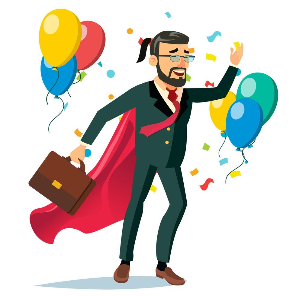 Successful Businessman Hero Vector. Business Achievement. First Office Worker. Market Competition Race. Isolated Flat Cartoon Character Illustration vector