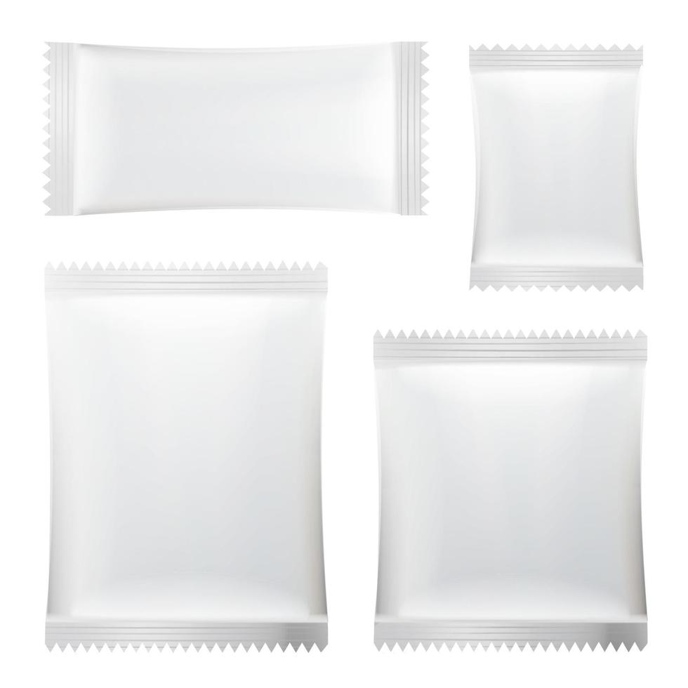 Sachet Vector. White Blank Of Stick Sachet Packaging. Sachets For Medicines. Good For Package Design. Realistic Isolated Illustration vector