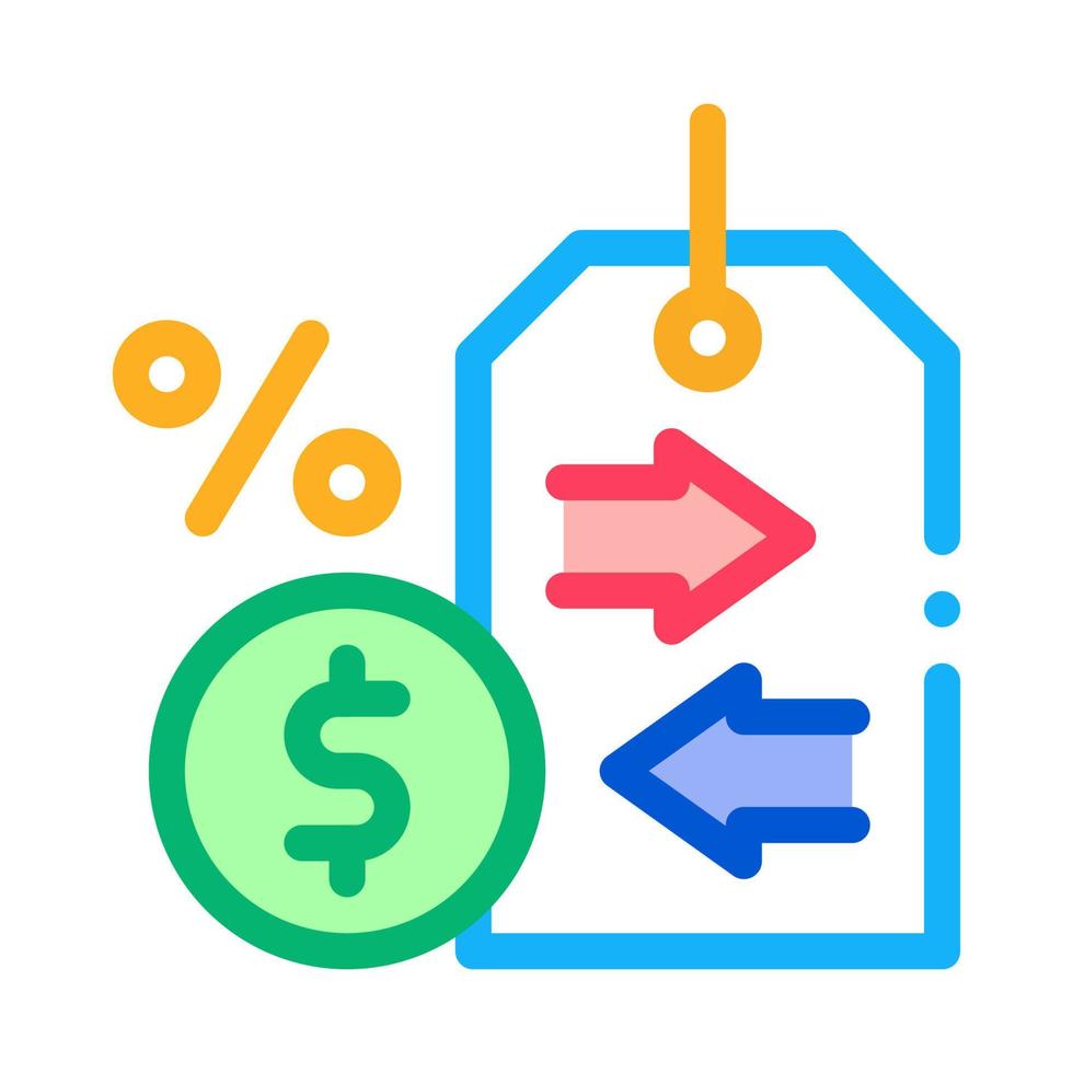 cash interest price tag icon vector outline illustration