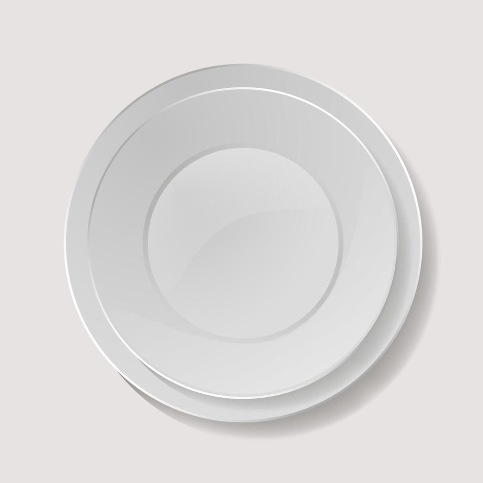 vector de placa realista. vajilla de porcelana de primer plano aislada. vista superior del plato de cocina de cerámica limpia. plantilla de cocina para la presentación de alimentos.