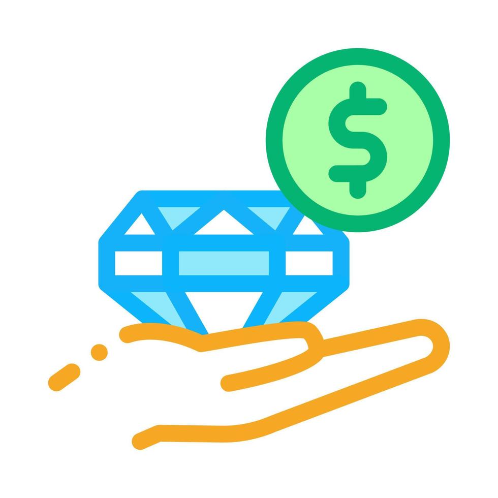 venta de diamantes por dinero icono vector ilustración de contorno