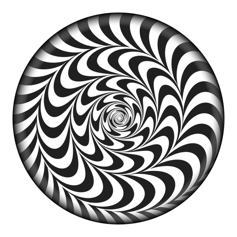 Radial Spiral Vector Psychedelic Illustration. Comic Rotation Effect. Black And White Twirl Rays Background.