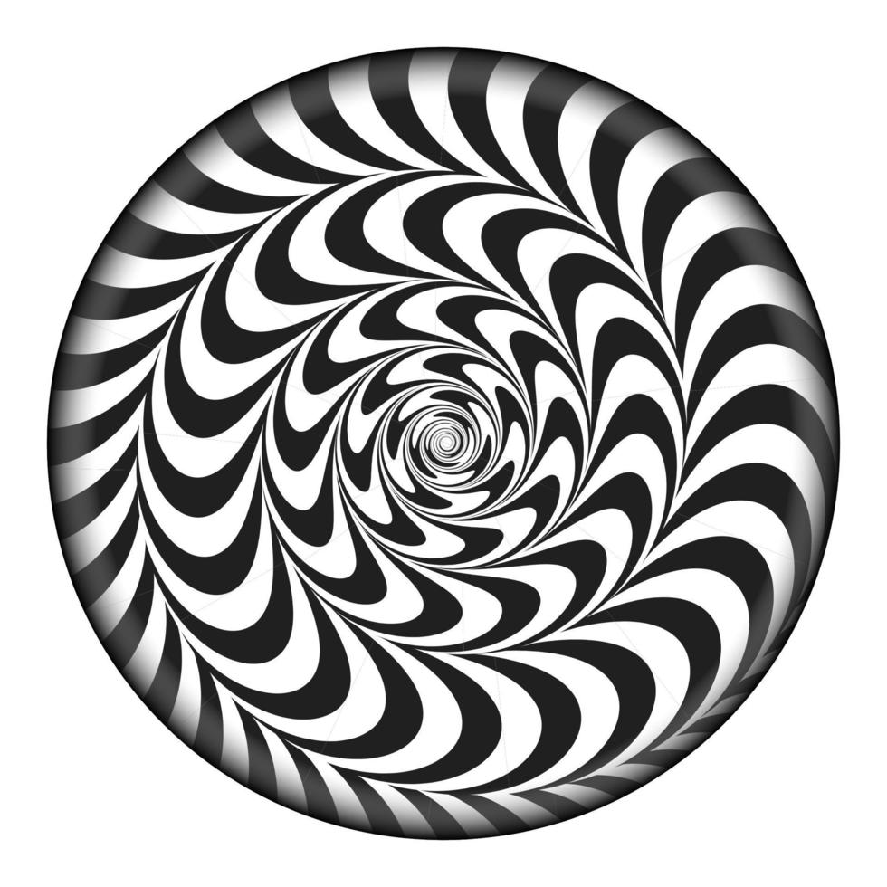 ilustración psicodélica de vector espiral radial. efecto de rotación cómica. fondo de rayos de giro en blanco y negro.