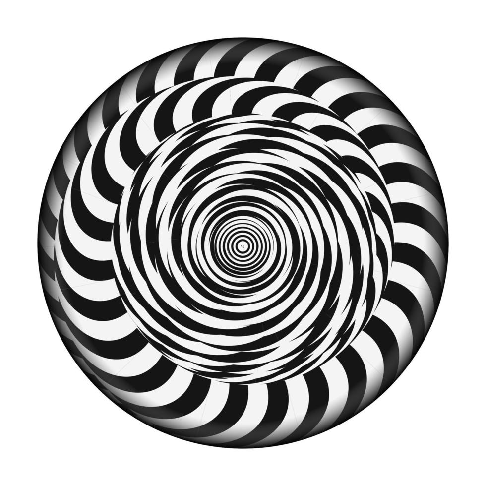 espiral radial con rayos. ilustración psicodélica vectorial. efecto de rotación torcido. fondo de vórtice en blanco y negro. vector