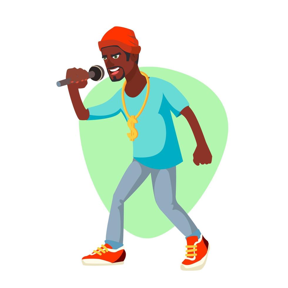 Rapper Man Vector. Rappers Style Clothing. Isolated Flat Cartoon Character Illustration vector