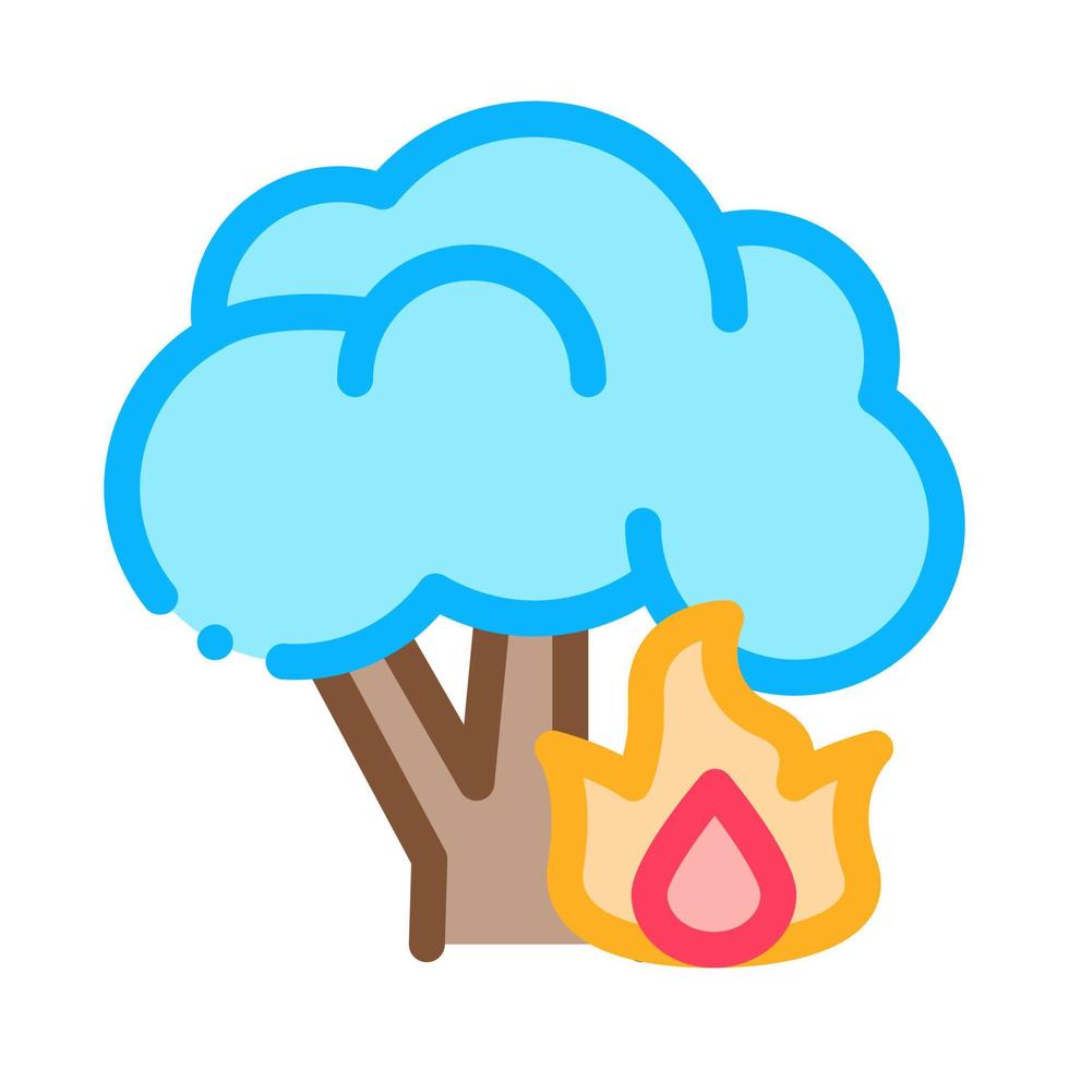 ilustración de esquema de icono de árbol ardiente de fuego vector