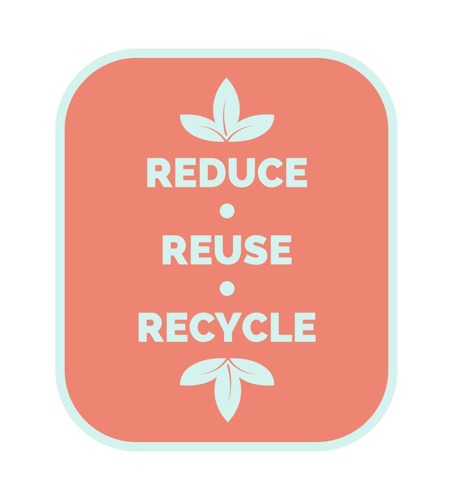 reducir la reutilización y el reciclaje, etiquetas ecológicas vector