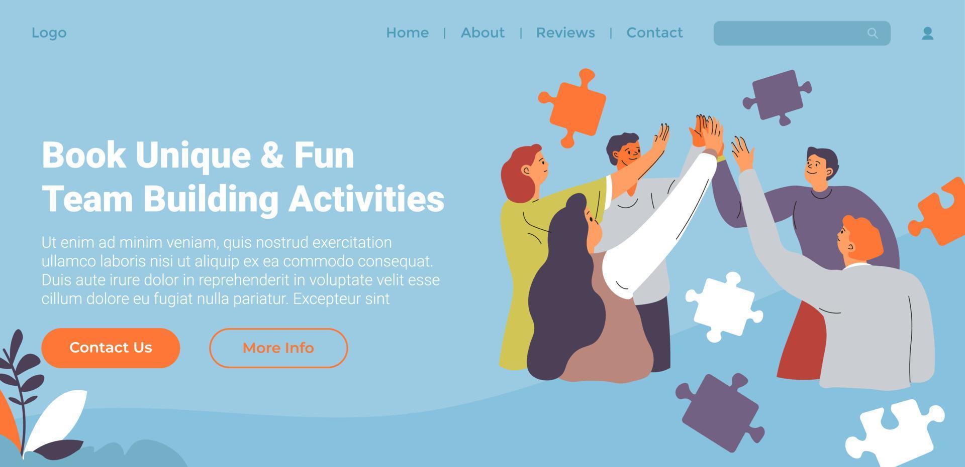 Book unique and fun team building activities web vector