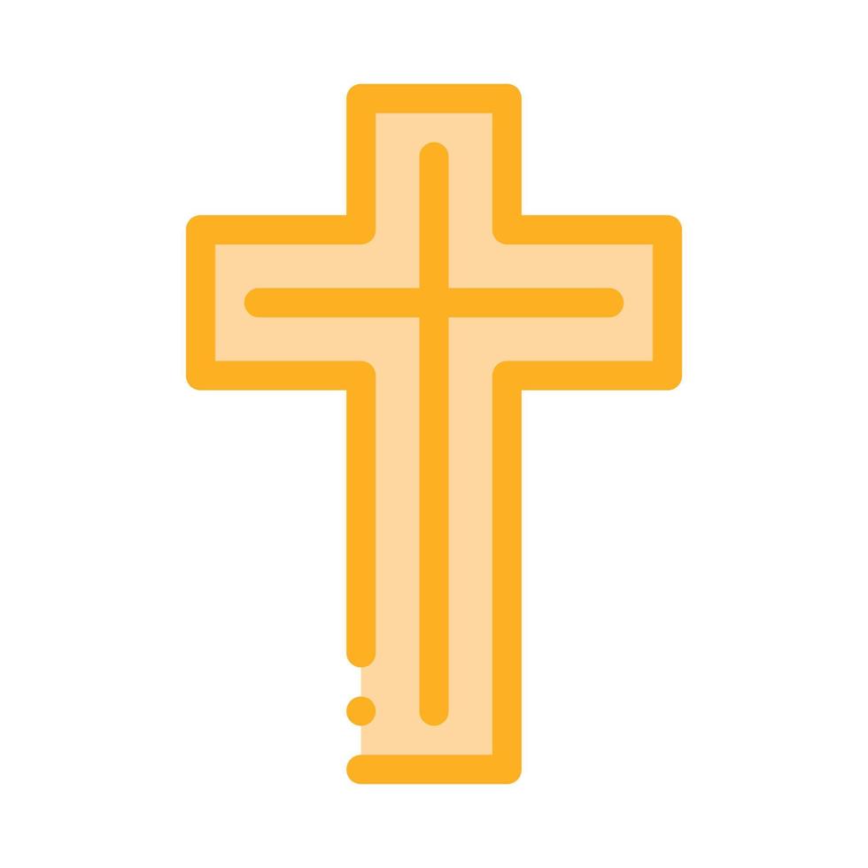 view of golden cross icon vector outline illustration