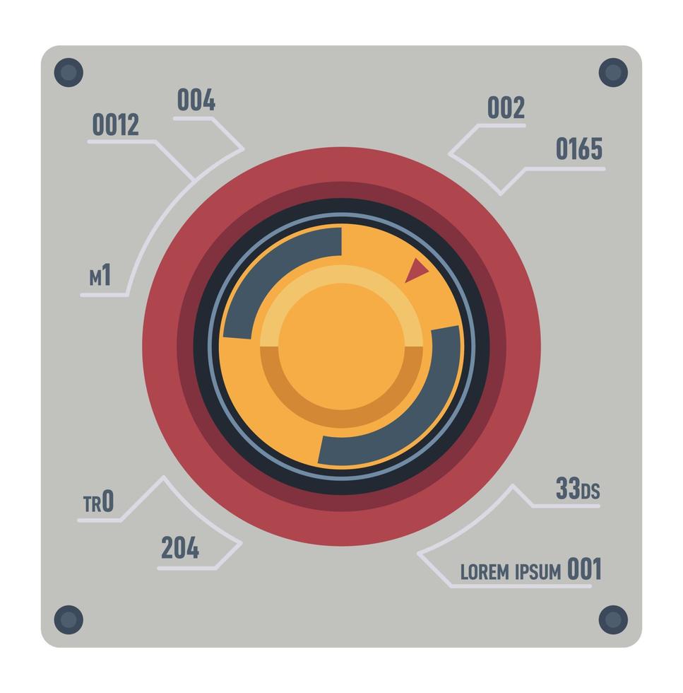 Panel with indicators, button for adjusting vector