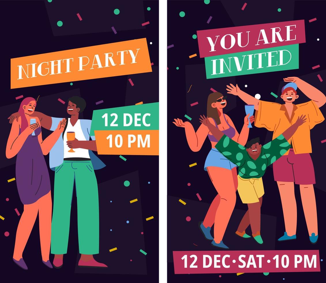 Night party you are invited, invitation cards vector